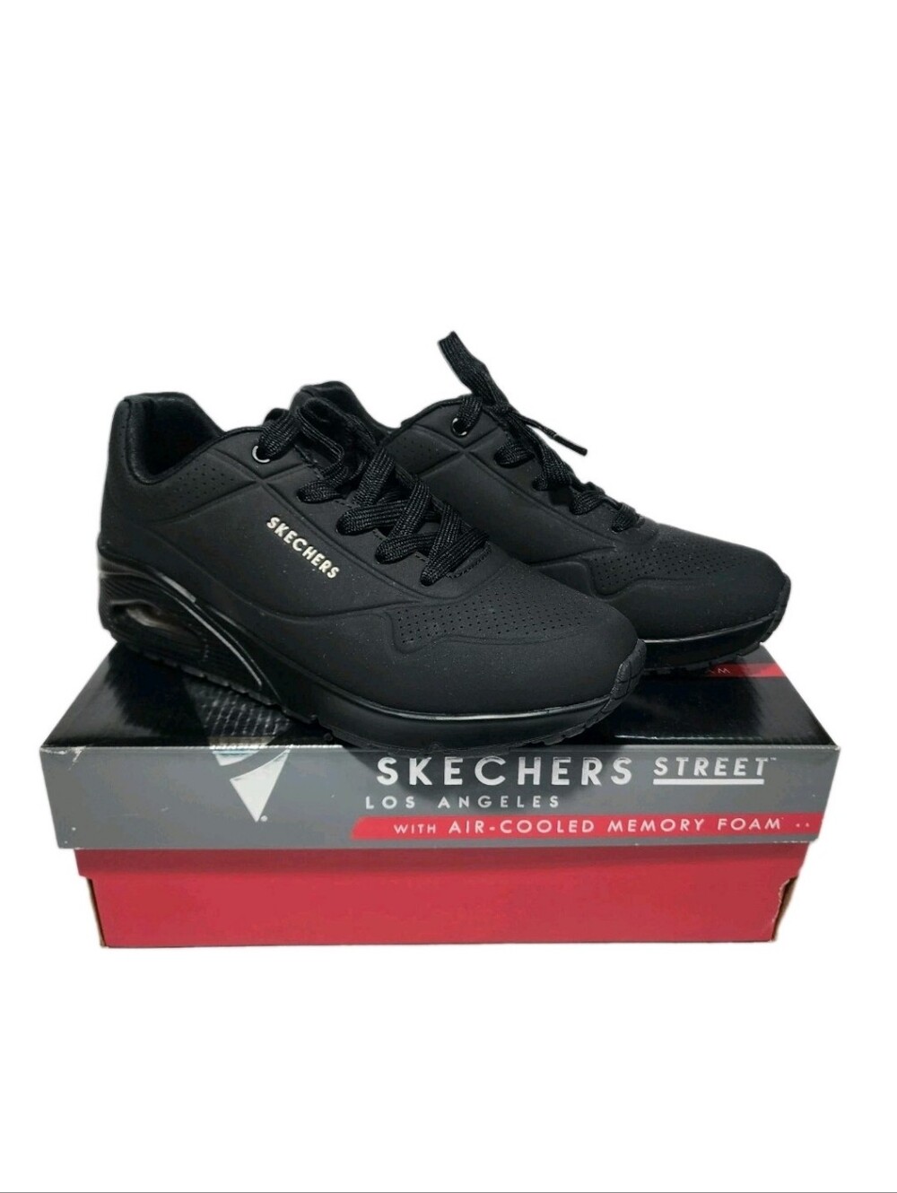 Skechers Street UNO Stand On Air Sneakers Shoes Women's 9.5 Box Bag EUC Black